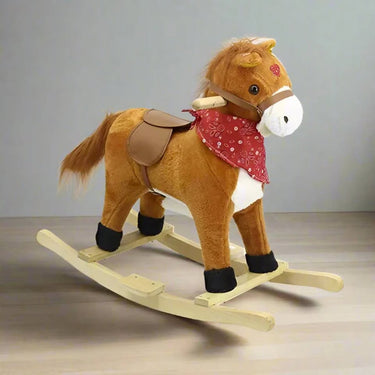 Kids Classic Plush Rocking Horse With Smooth Motion